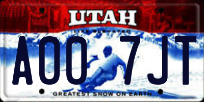 UT license plate A007JT