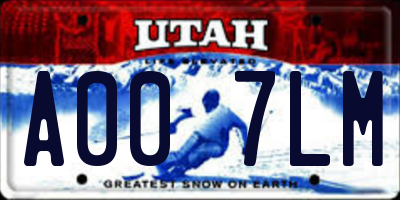 UT license plate A007LM