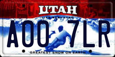 UT license plate A007LR