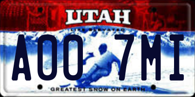 UT license plate A007MI