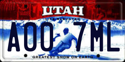 UT license plate A007ML