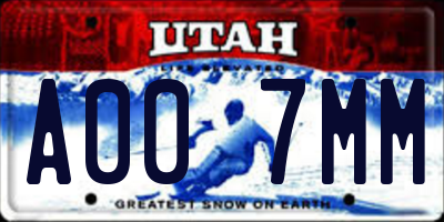 UT license plate A007MM