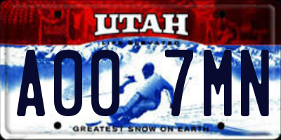 UT license plate A007MN