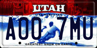 UT license plate A007MU