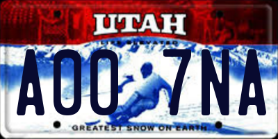 UT license plate A007NA