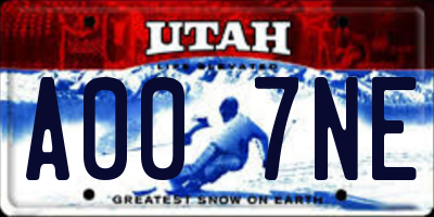 UT license plate A007NE