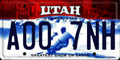 UT license plate A007NH