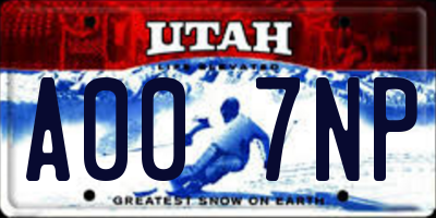 UT license plate A007NP