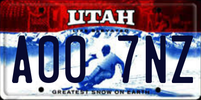 UT license plate A007NZ