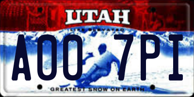 UT license plate A007PI