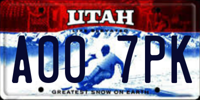 UT license plate A007PK