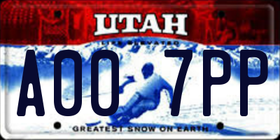 UT license plate A007PP