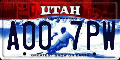 UT license plate A007PW