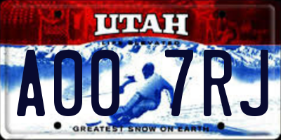 UT license plate A007RJ