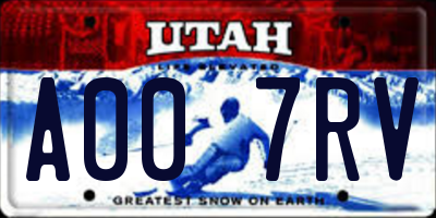 UT license plate A007RV