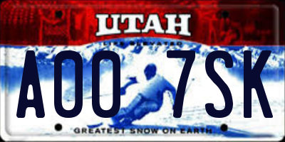 UT license plate A007SK