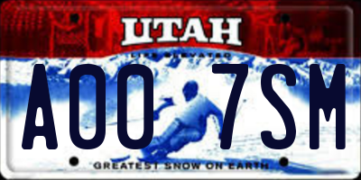 UT license plate A007SM