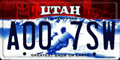 UT license plate A007SW