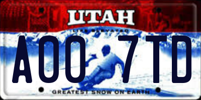 UT license plate A007TD