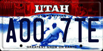 UT license plate A007TE