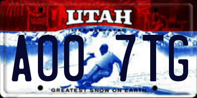 UT license plate A007TG