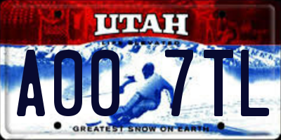 UT license plate A007TL