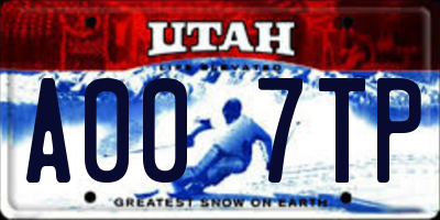 UT license plate A007TP