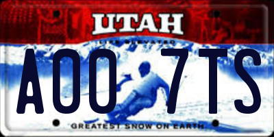 UT license plate A007TS