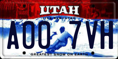 UT license plate A007VH