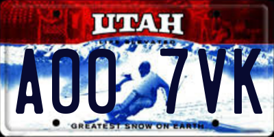 UT license plate A007VK