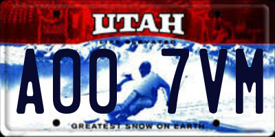 UT license plate A007VM