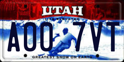 UT license plate A007VT