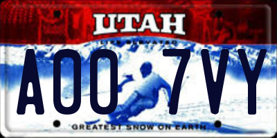 UT license plate A007VY