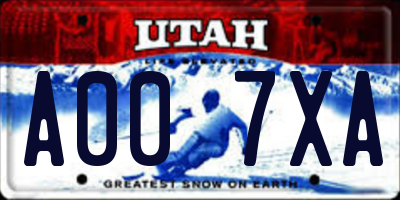 UT license plate A007XA