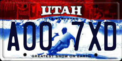 UT license plate A007XD