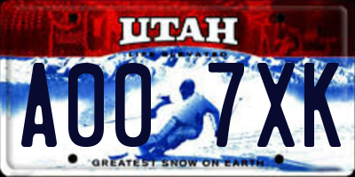 UT license plate A007XK