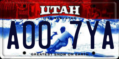 UT license plate A007YA