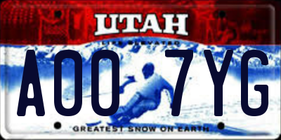 UT license plate A007YG