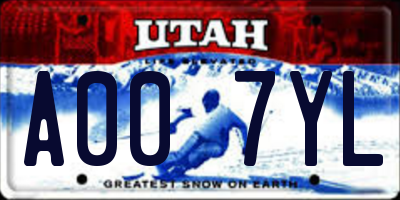 UT license plate A007YL