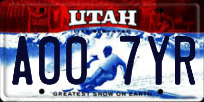 UT license plate A007YR