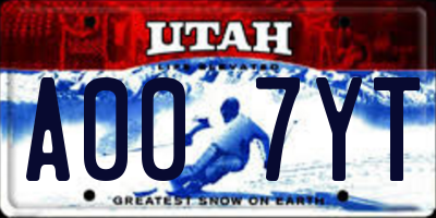 UT license plate A007YT