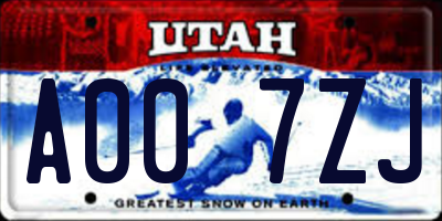 UT license plate A007ZJ