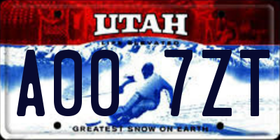 UT license plate A007ZT