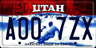 UT license plate A007ZX
