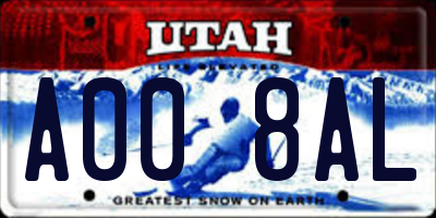 UT license plate A008AL