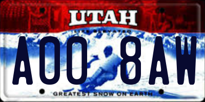 UT license plate A008AW