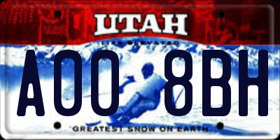 UT license plate A008BH