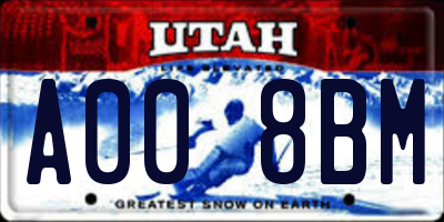 UT license plate A008BM