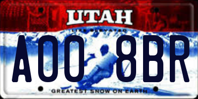 UT license plate A008BR