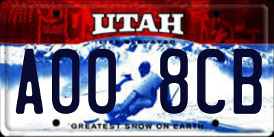 UT license plate A008CB